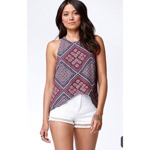 Kendall & Kylie Boho Razorback Tulip Tank Top